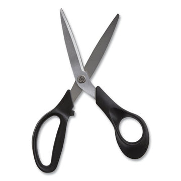 TRU RED™ Stainless Steel Scissors, 8" Long, 3.58" Cut Length, Black Offset Handle freeshipping - TVN Wholesale